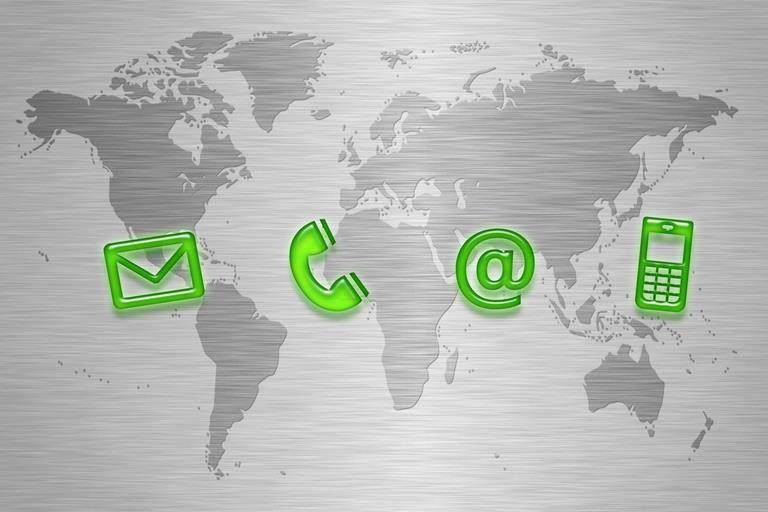 Contact us page concept with green symbols
