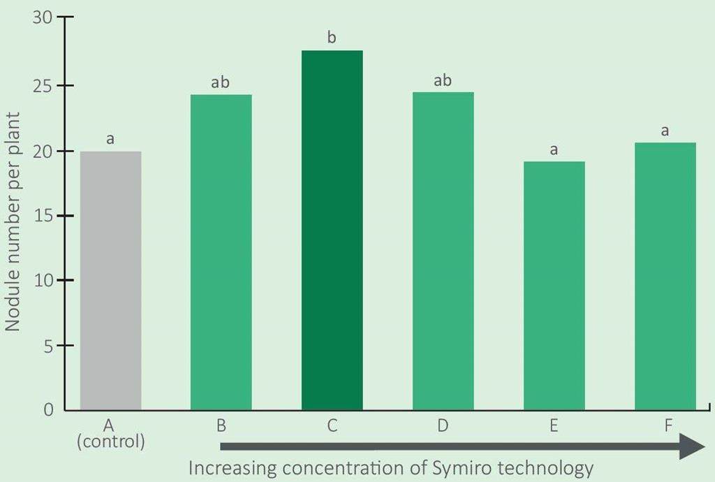 Bar graph showing Symiro effect on nodule number